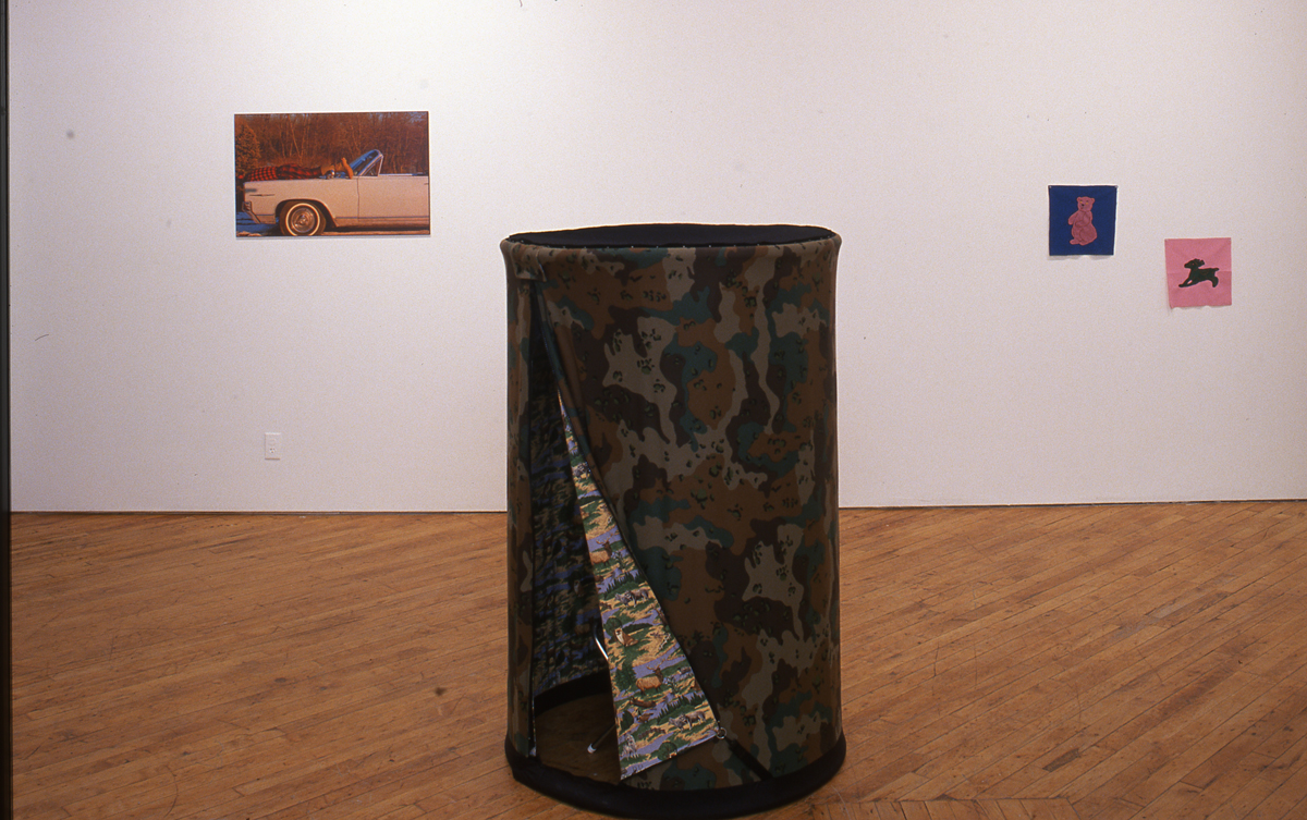 Installation view of the group show trophy.