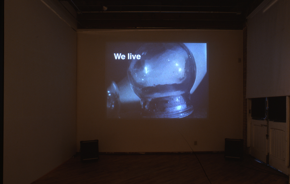 Nelson Hendricks: Installation view, projection with text 