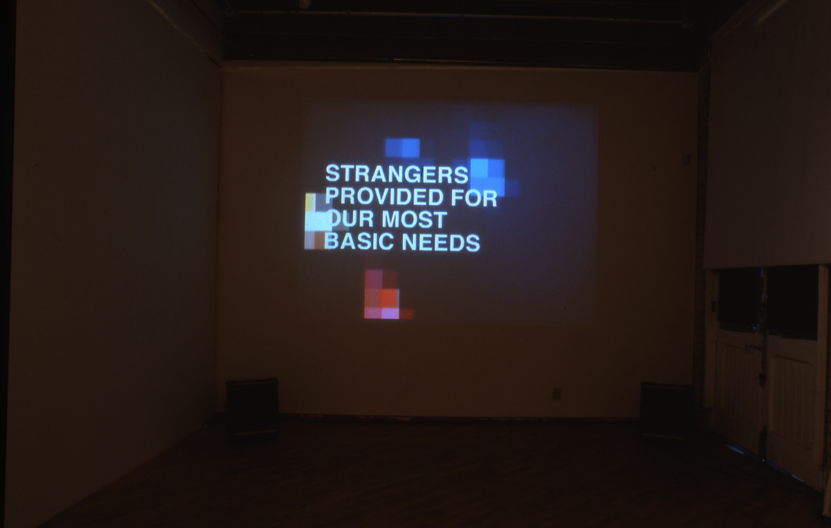 Nelson Hendricks: Installation view, projection with text, 
