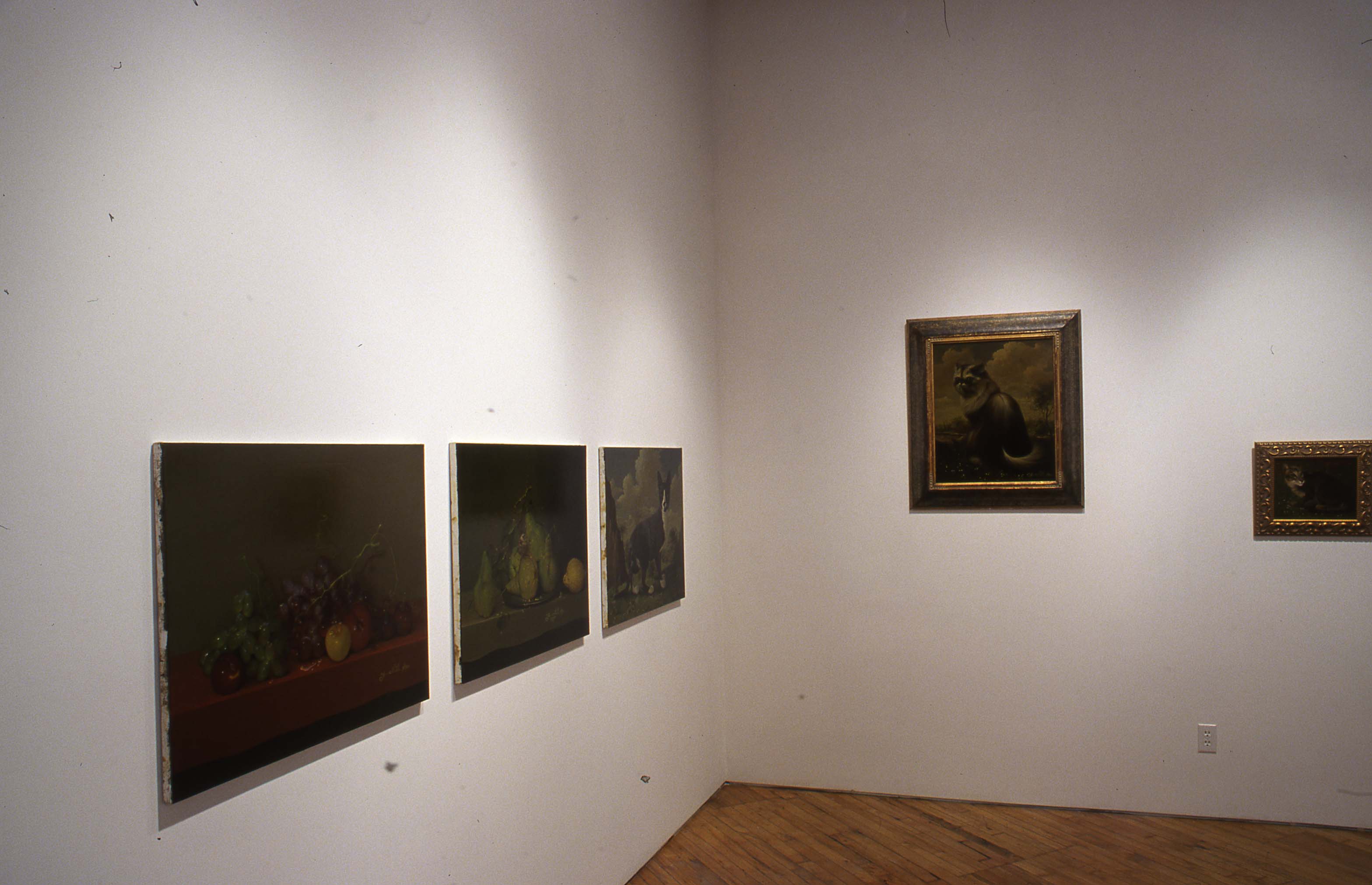 Movchan's paintings recalls the visual language of 17th century Dutch still life, installation view of images.