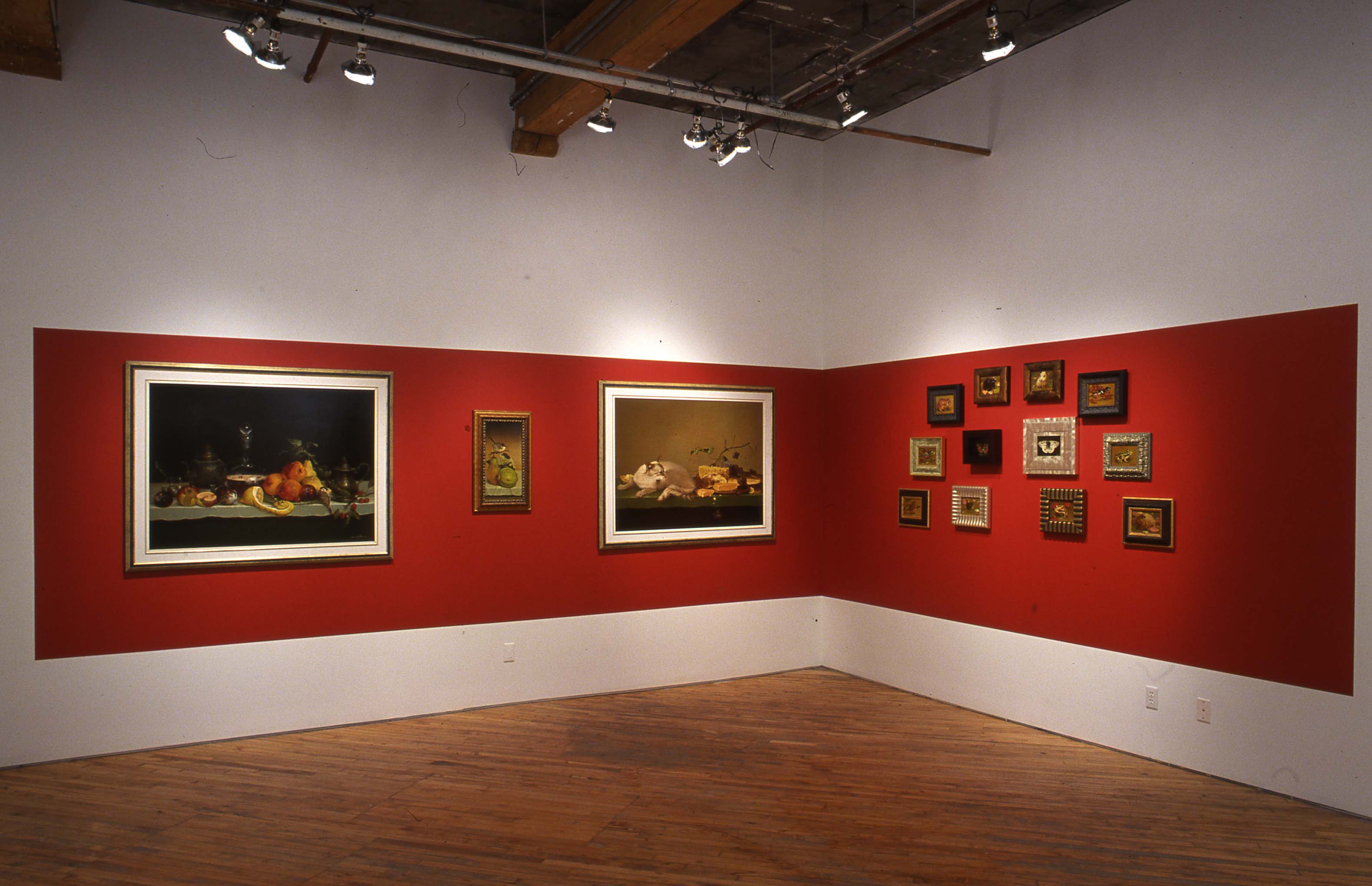 Movchan's paintings recalls the visual language of 17th century Dutch still life, installation view of images.