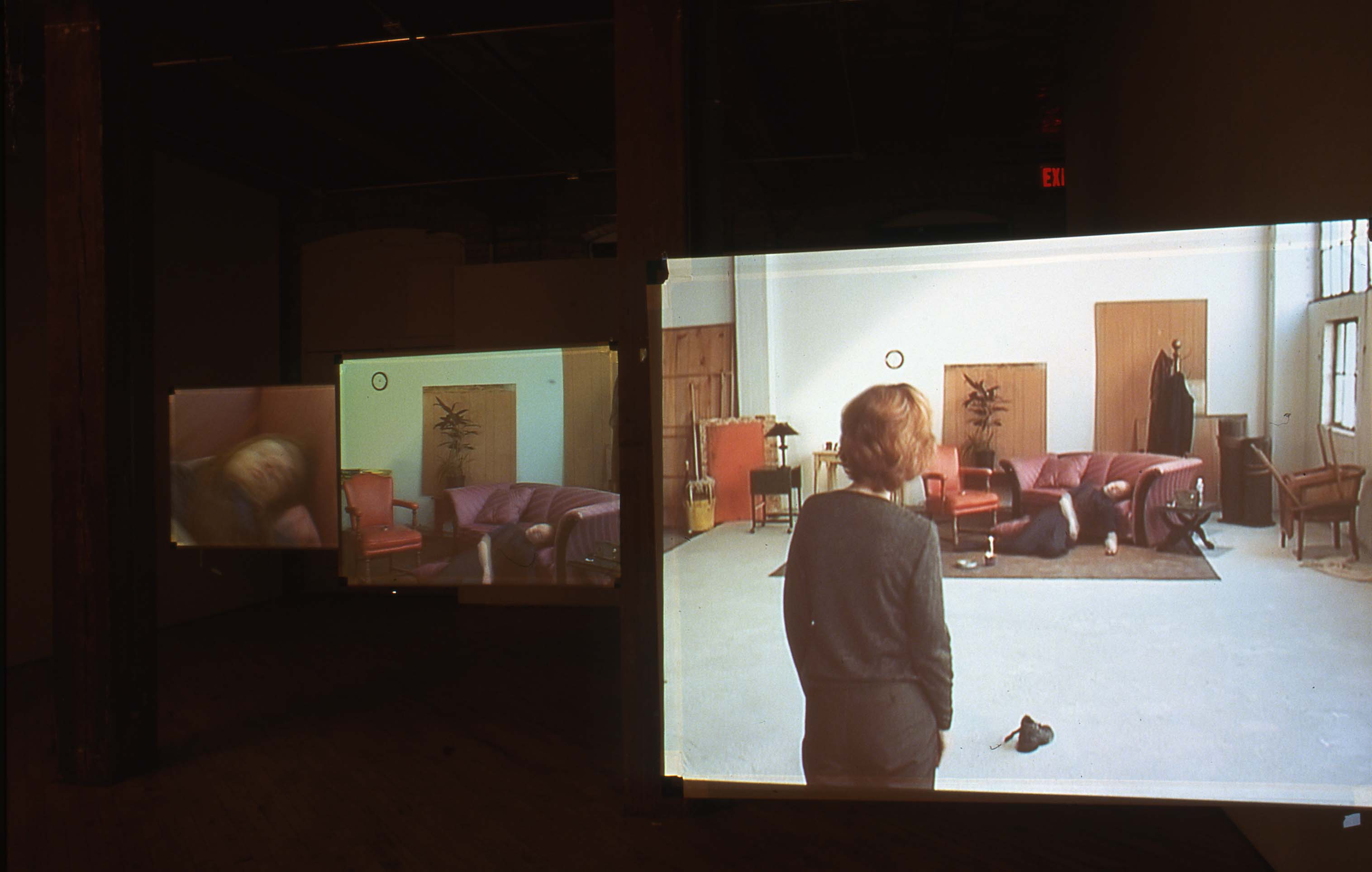 Judy Radul: Installation View multiple projections, with 16mm film quality.