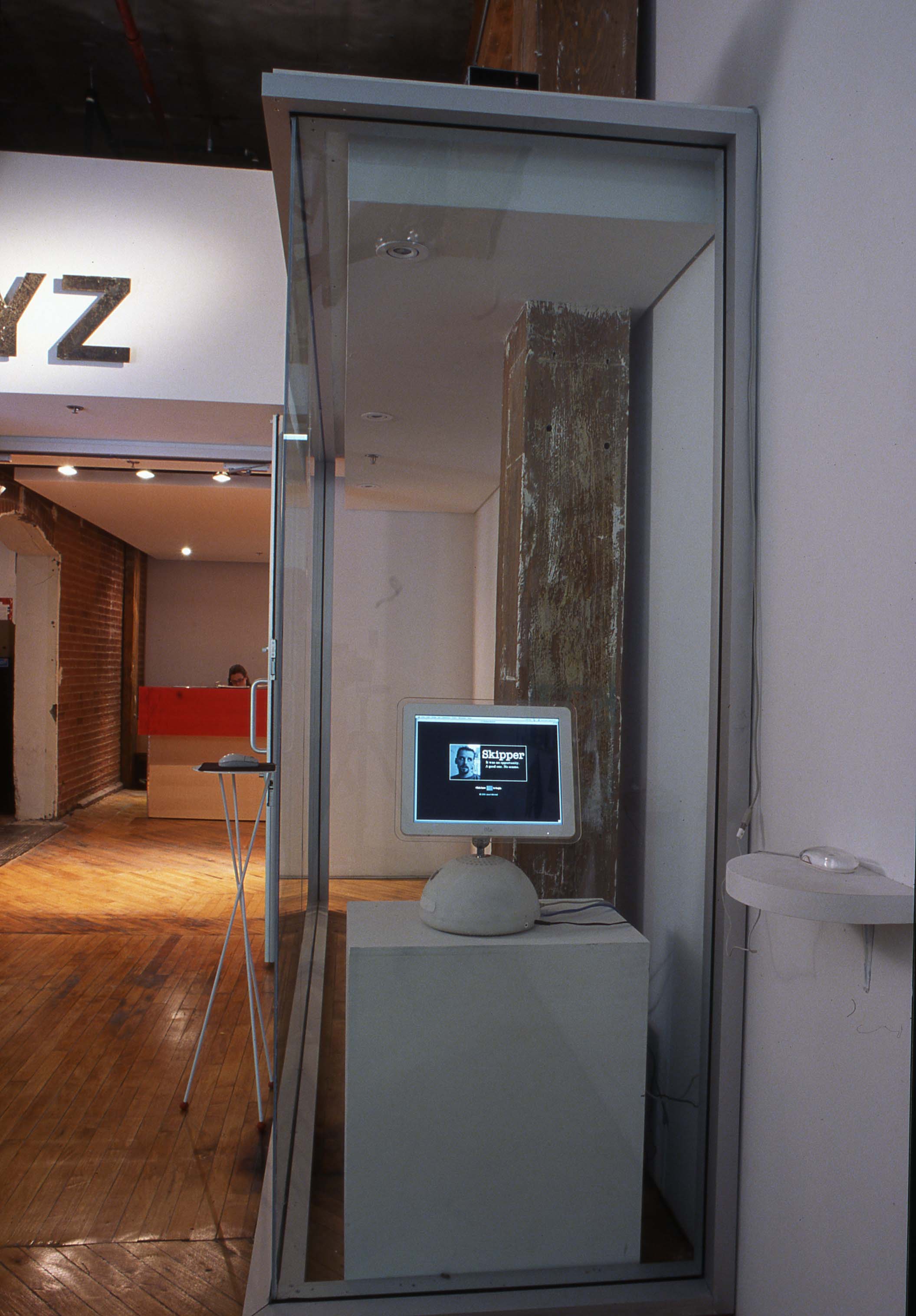 Jared Mitchell: Installation view, window, multimedia installation.