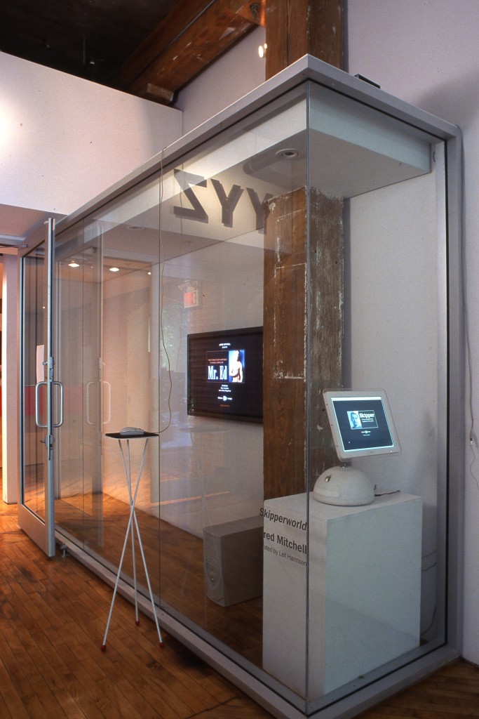 Jared Mitchell: Installation view, window, multimedia installation.