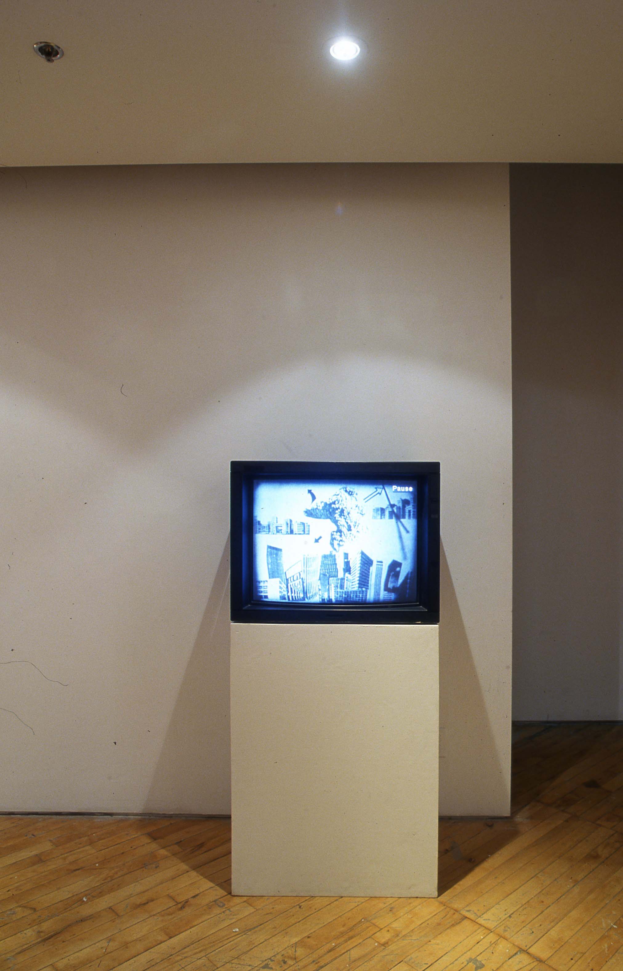 PIL&GALIAKOLLECTIVE: group show, view of TV monitor on plinth.