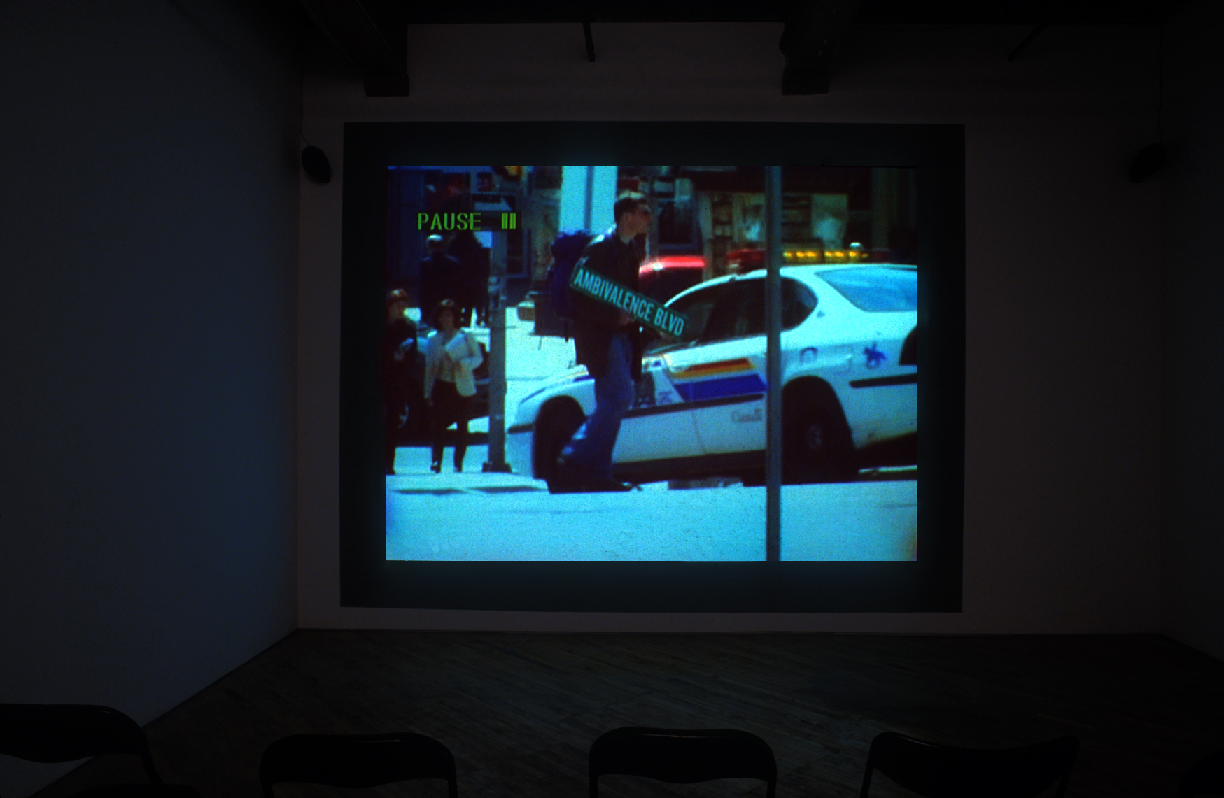 Daniel Jolliffe: Video projection of a car.