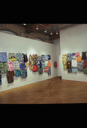 Hannah Miami Jickling, installatio, clothing hanging on gallery wall