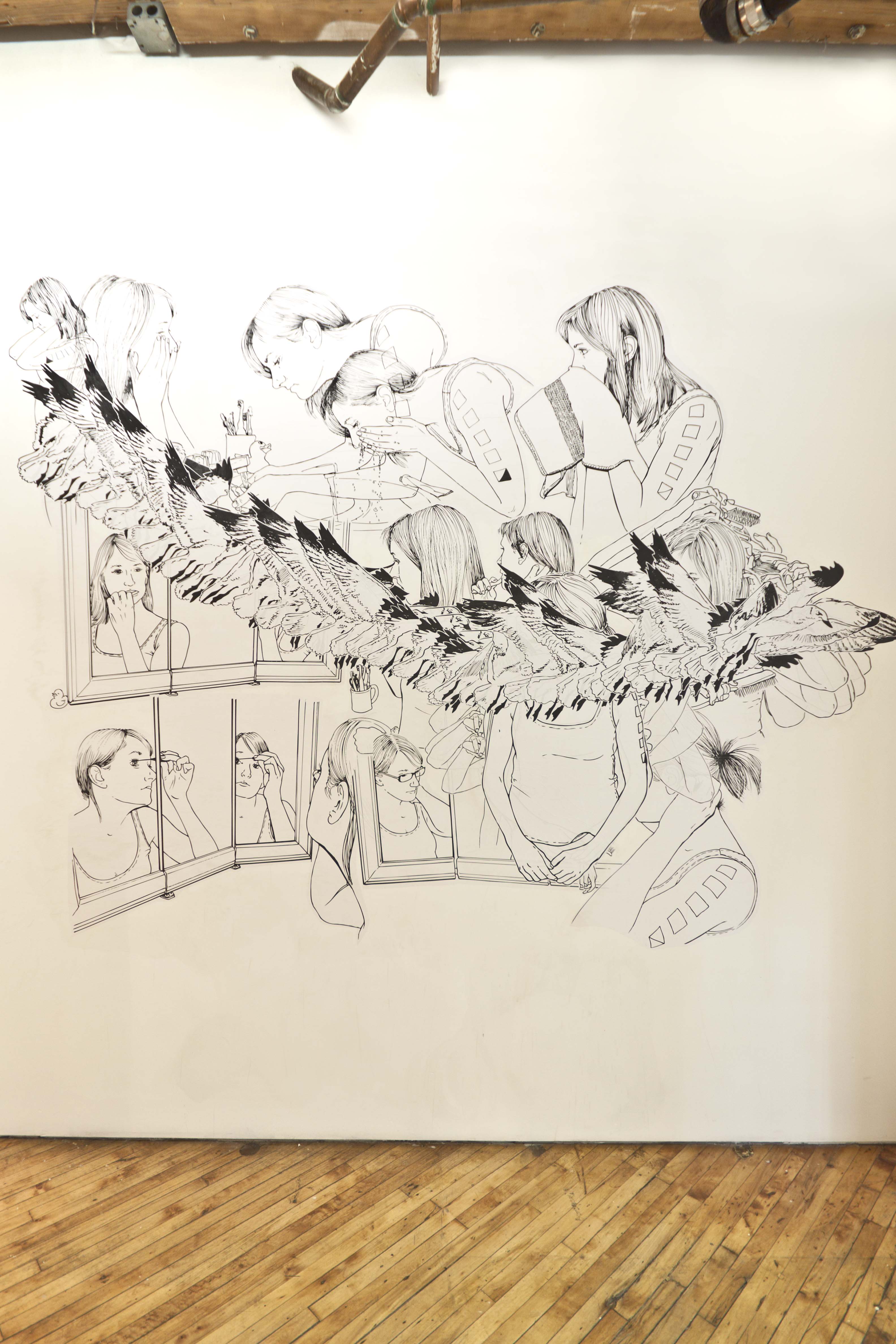 Shannon Gerard, mural black and white drawing