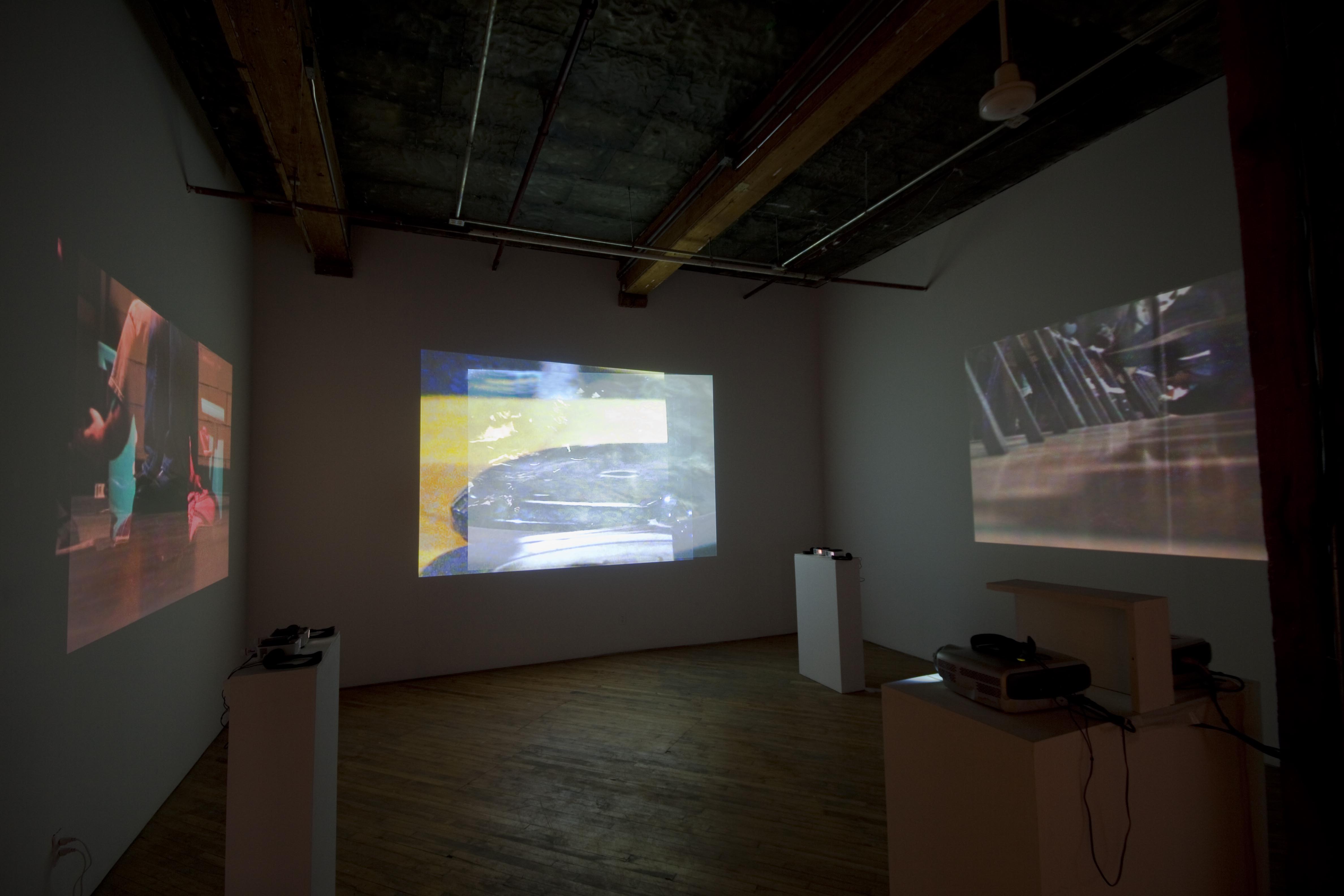 Ashley Guindon, installation view, multiple video projections.