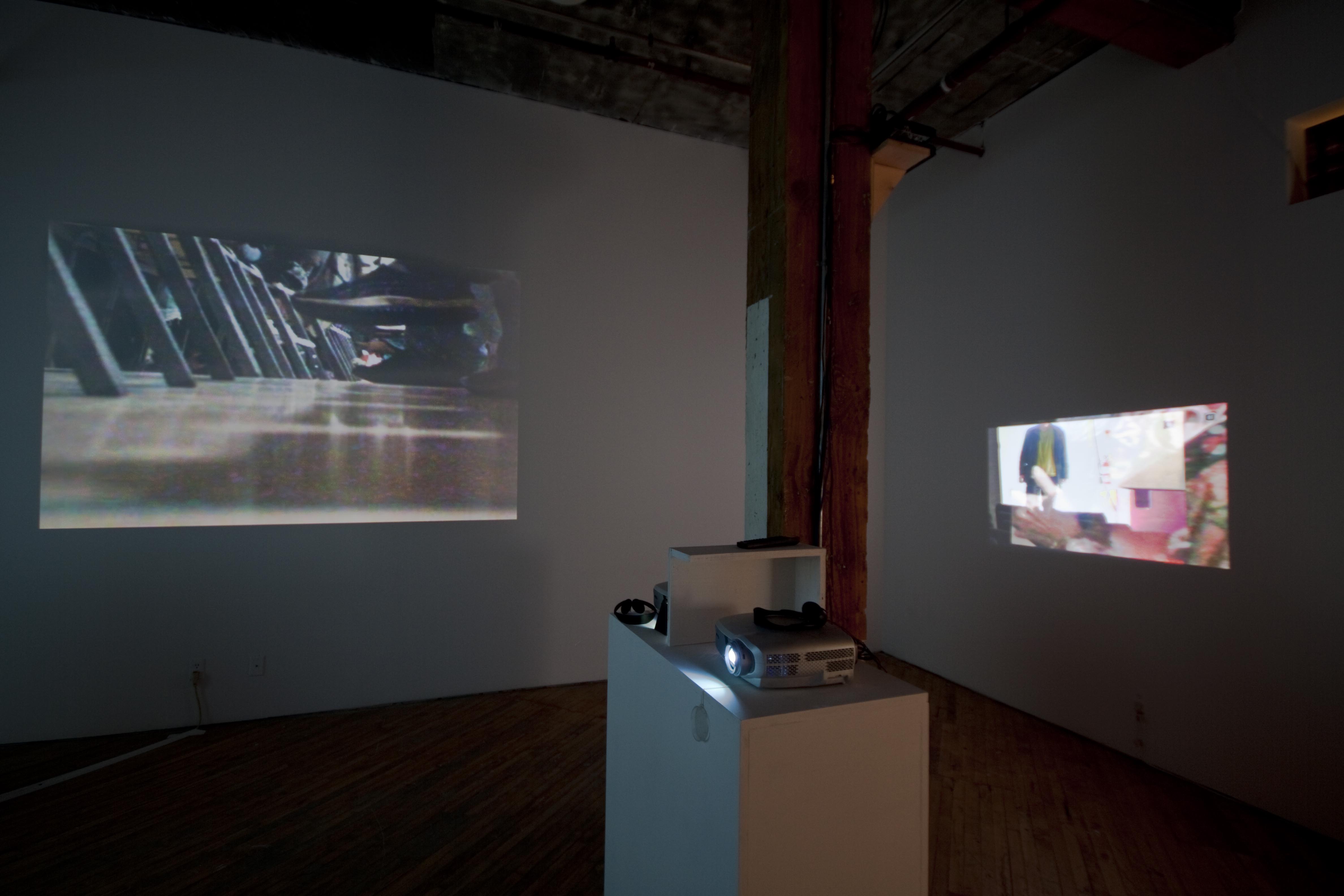 Ashley Guindon, installation view, multiple video projections