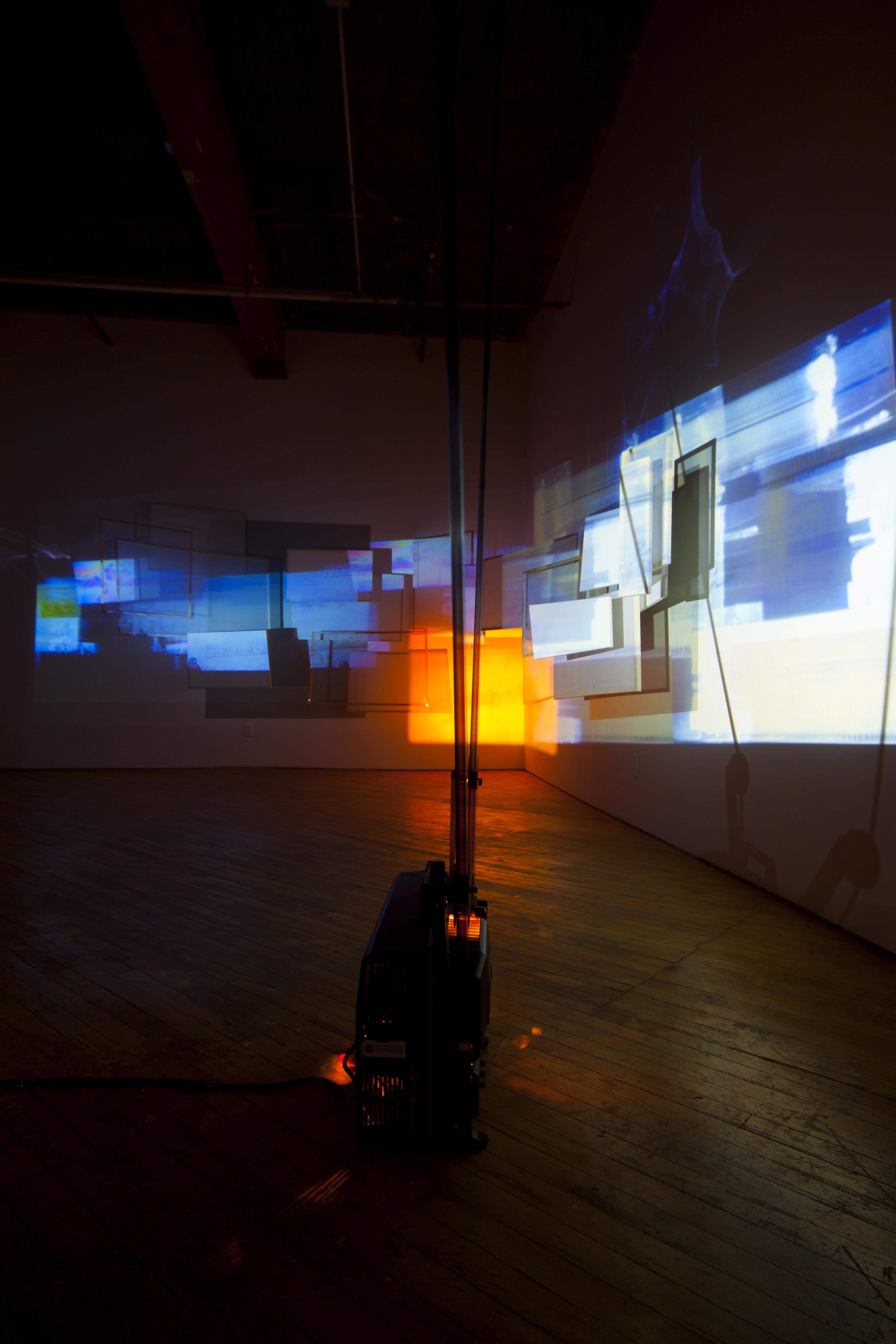 Malena Szlam, installation view, layered video projections.