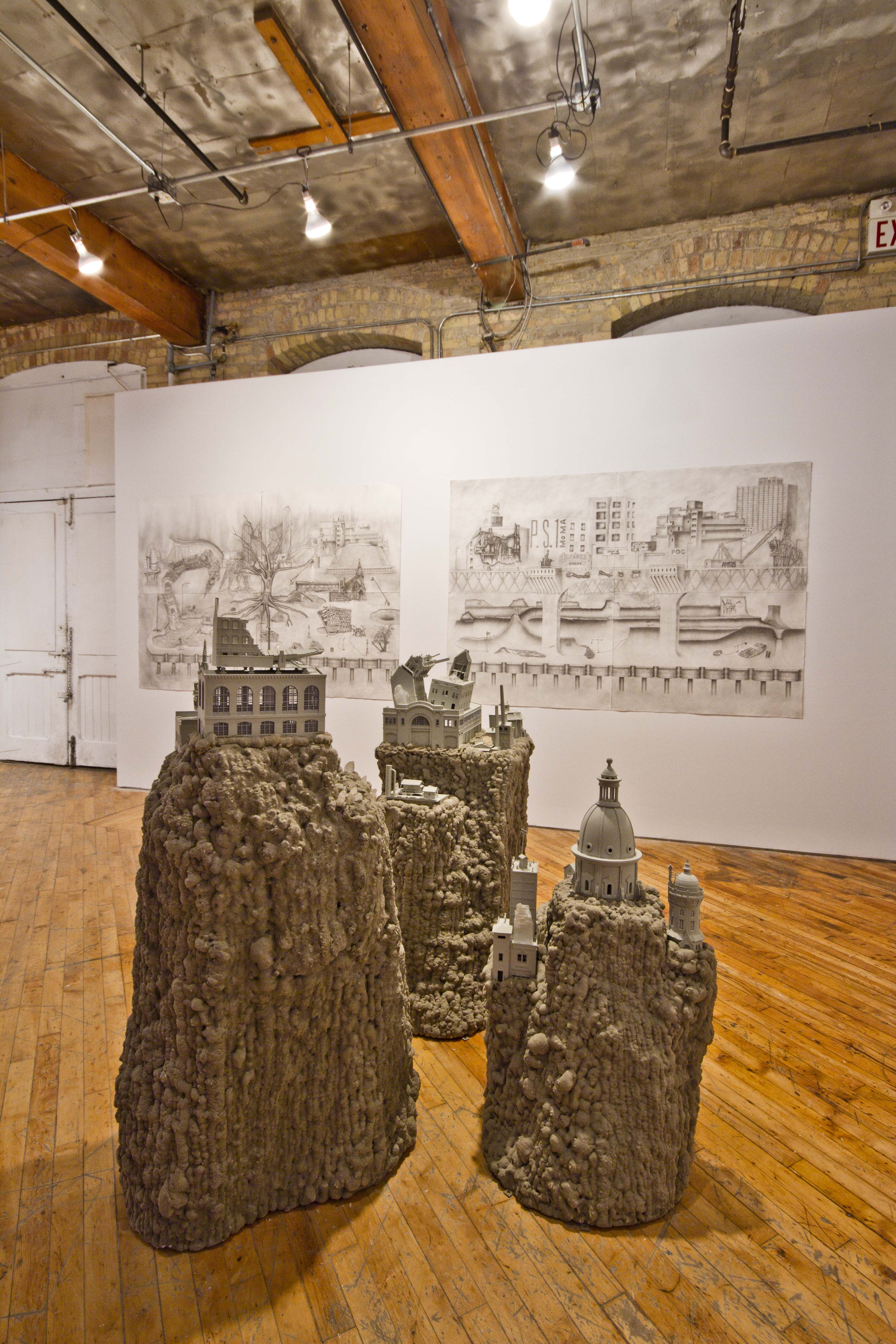 Keith Langergraber: You Can't Go Home Again, installation view sculptures and drawings.