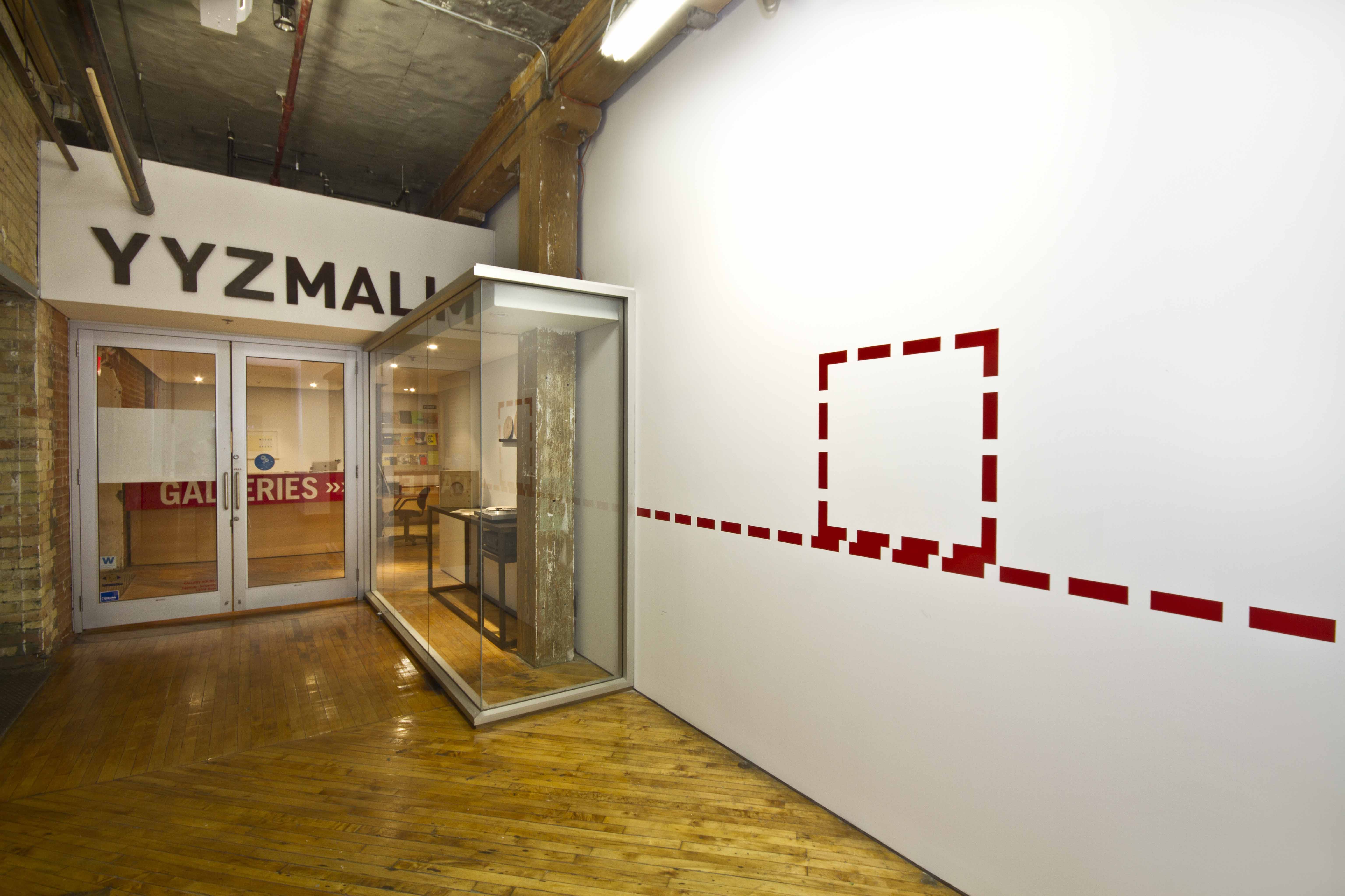 Brian Groombridge, exhibiting sculptures and wall works in YYZ's first YYretroZpective exhibition, view of window installation