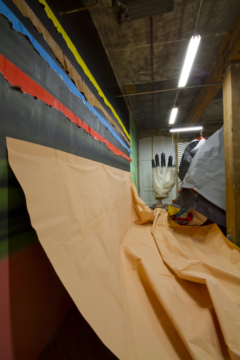 Seripop (Yannick Desranleau and Chloe Lum) installation view, screenprinted paper in an environmental fashion.