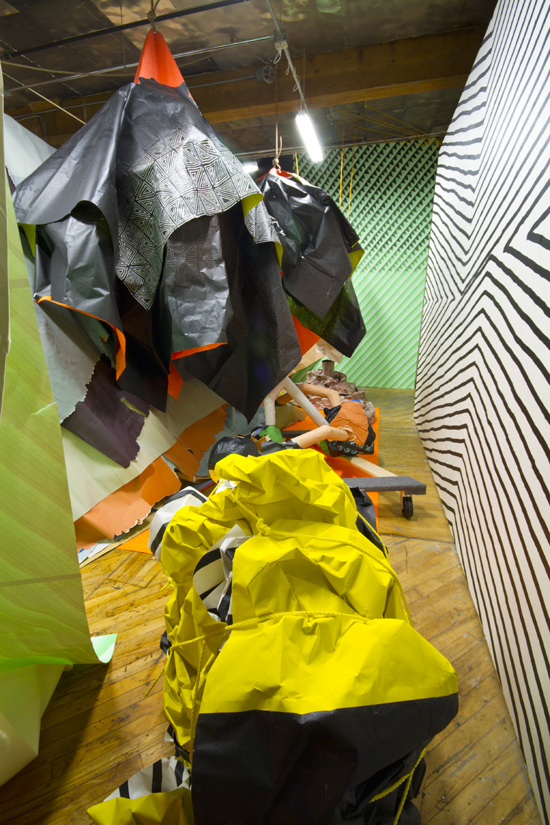 Seripop (Yannick Desranleau and Chloe Lum) installation view, screenprinted paper in an environmental fashion.