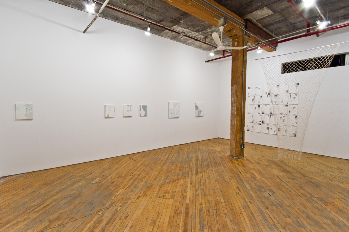 Hanna Hur, An Armchair at a Dimming Window, installation view. multiple images hung on wall.
