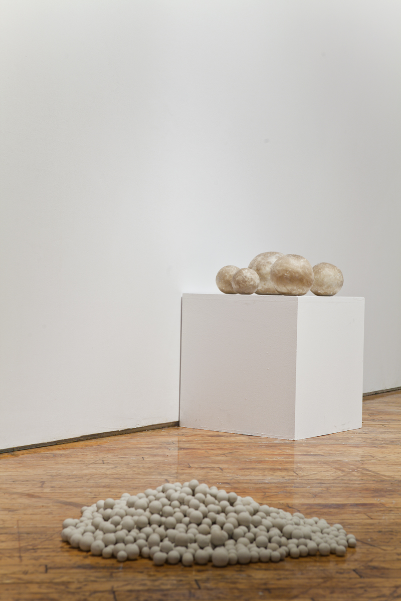 Sara A.Tremblay, installation view, rocks on a plith