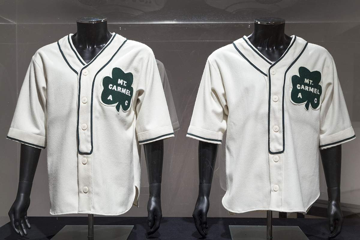 Jalani Morgan, explores two Black baseball players that played for the local Mount Carmel Church team in 1942, baseball uniforms.