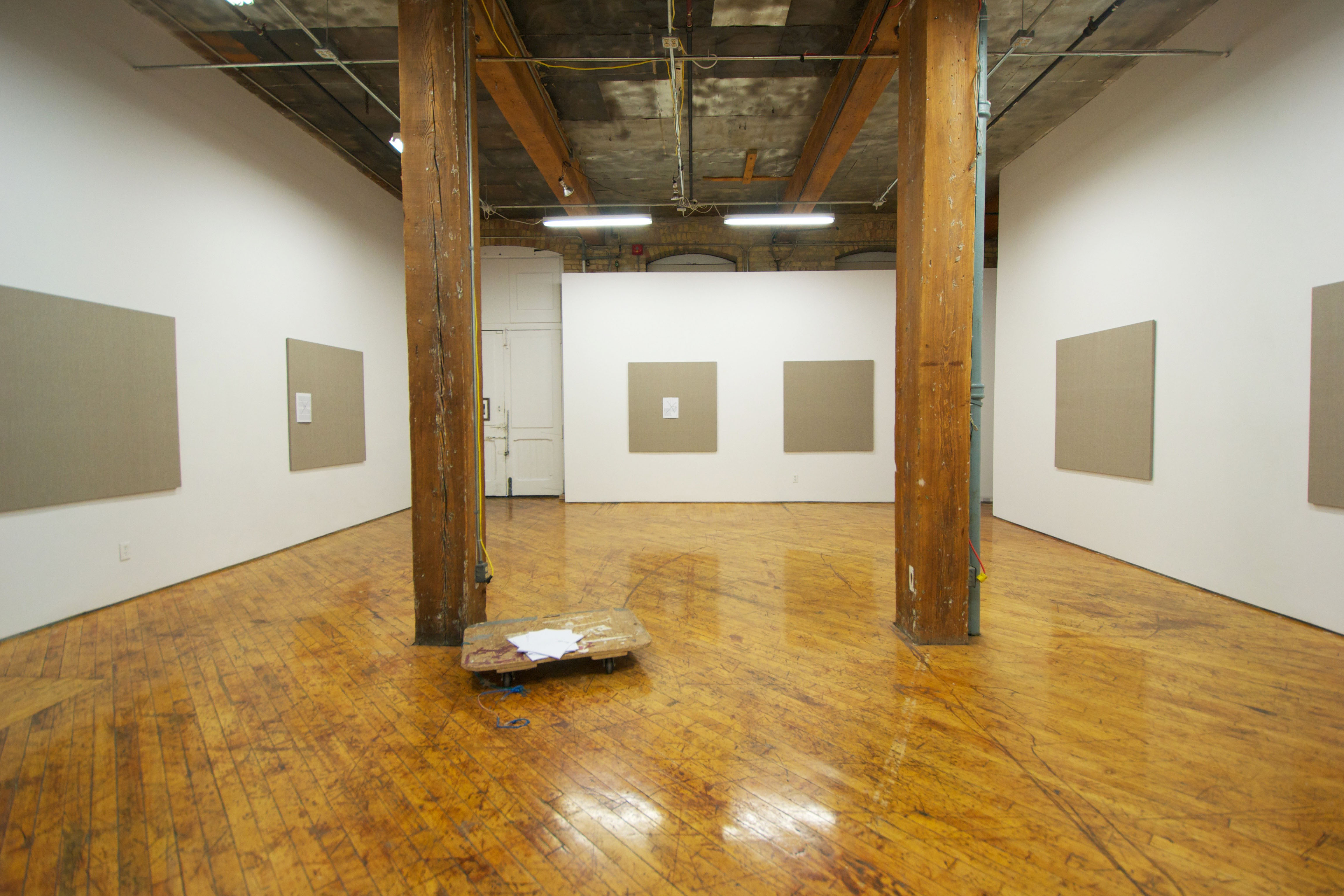 David Court, installation view of abstract work, with narrative element.