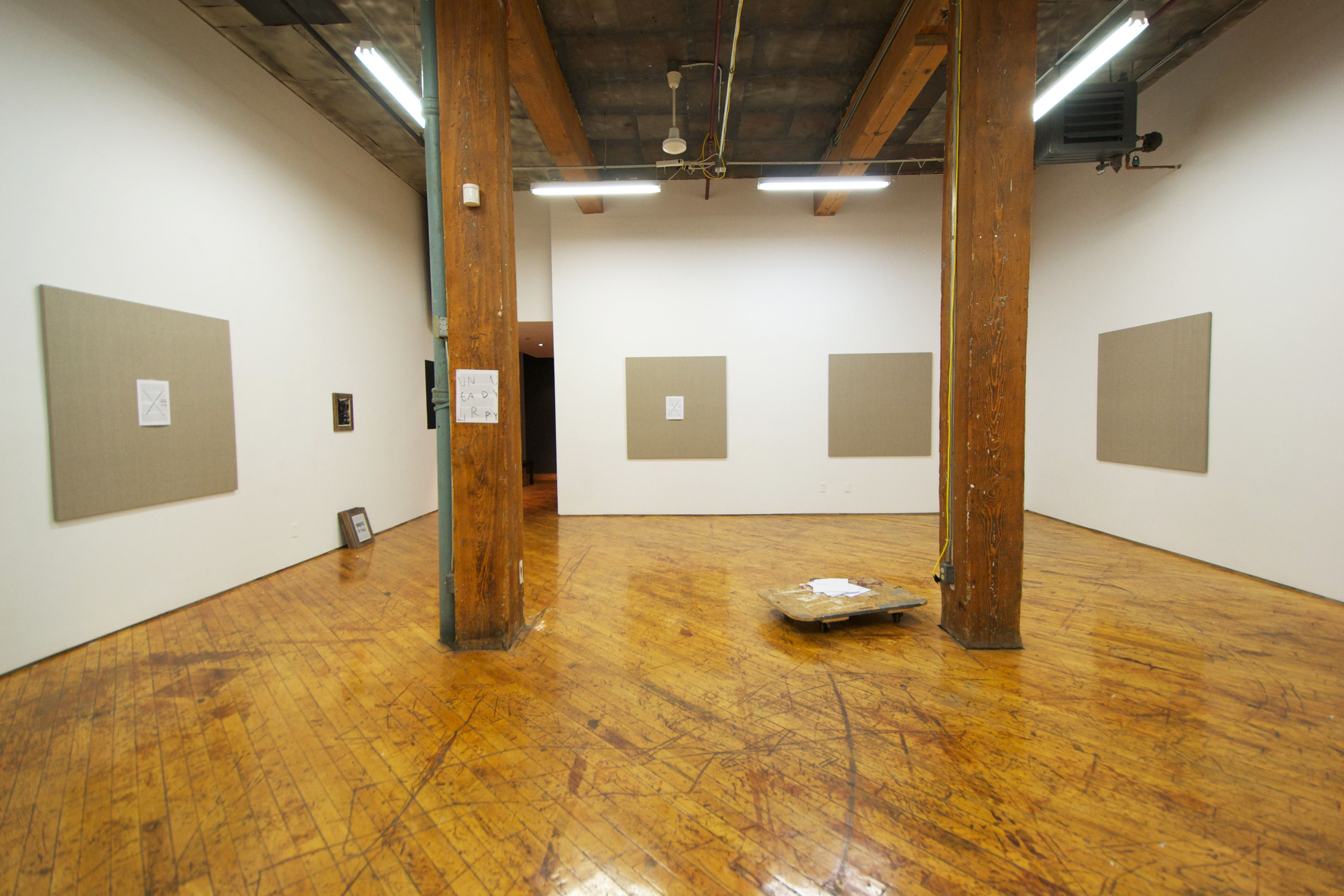 David Court, installation view of abstract work, with narrative element.