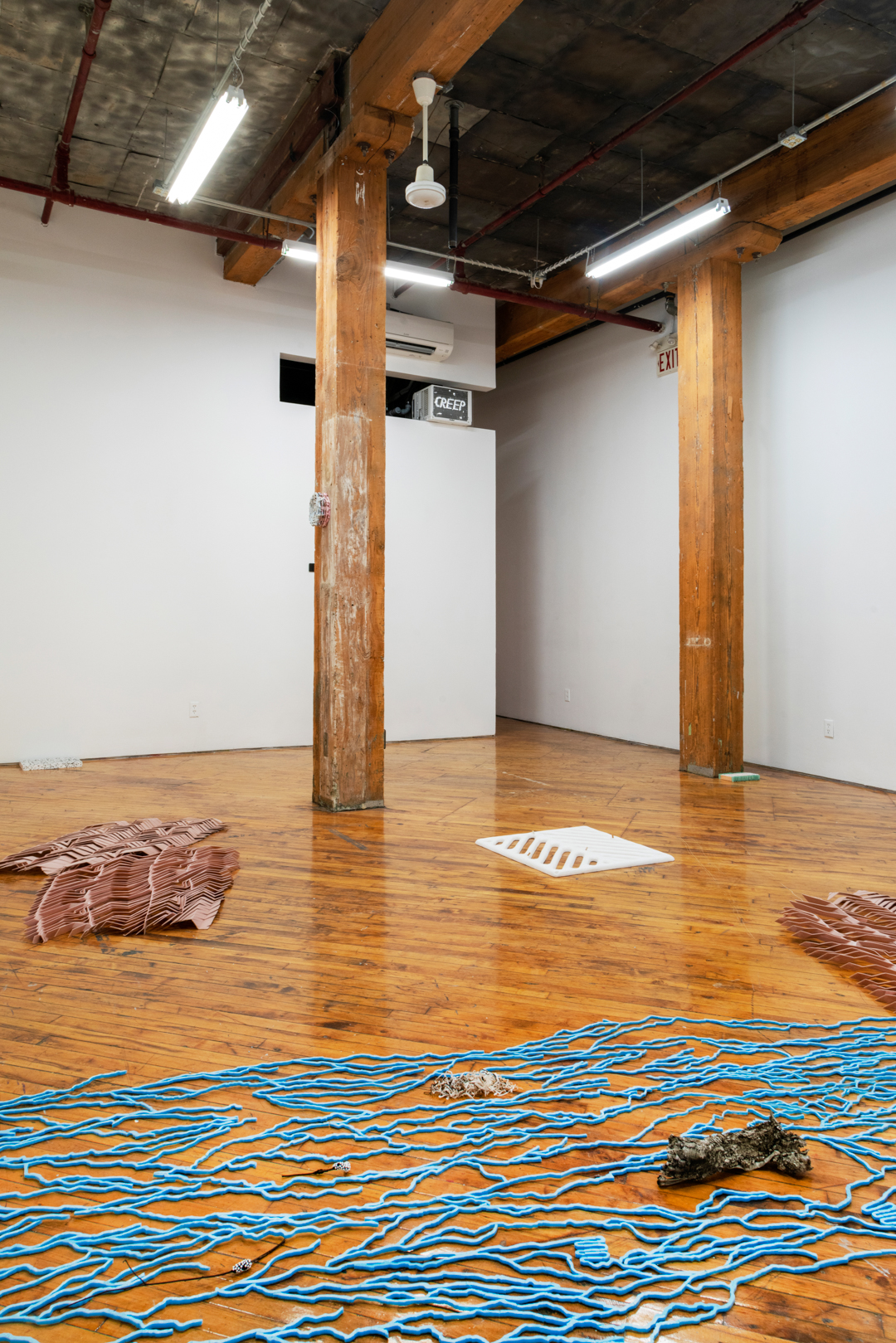 Tegan Moore, Installation view, textiles on floor