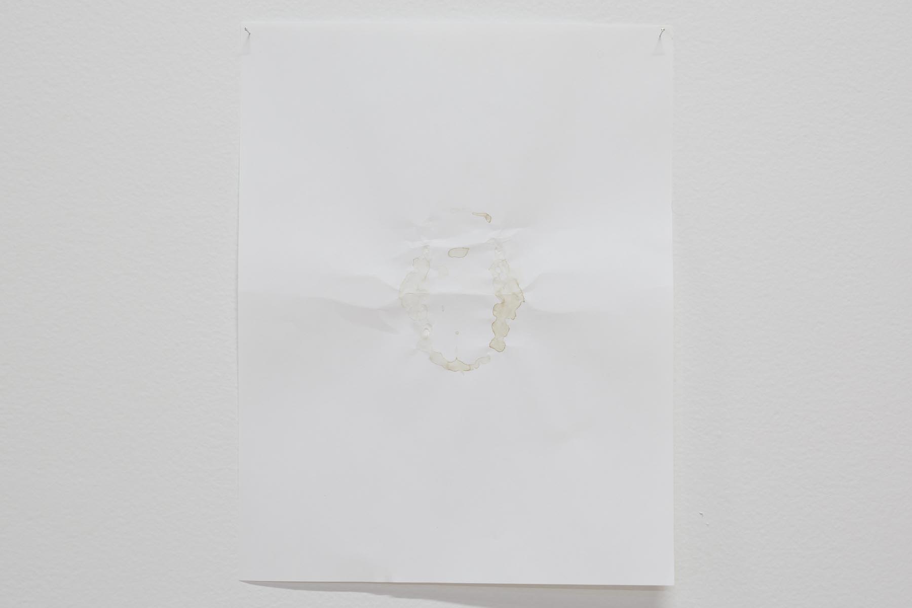 Gustavo Artigas, a series of abstract drawings made on simple Letter white bond sheets, hanging from the walls, delicately sustained by pins