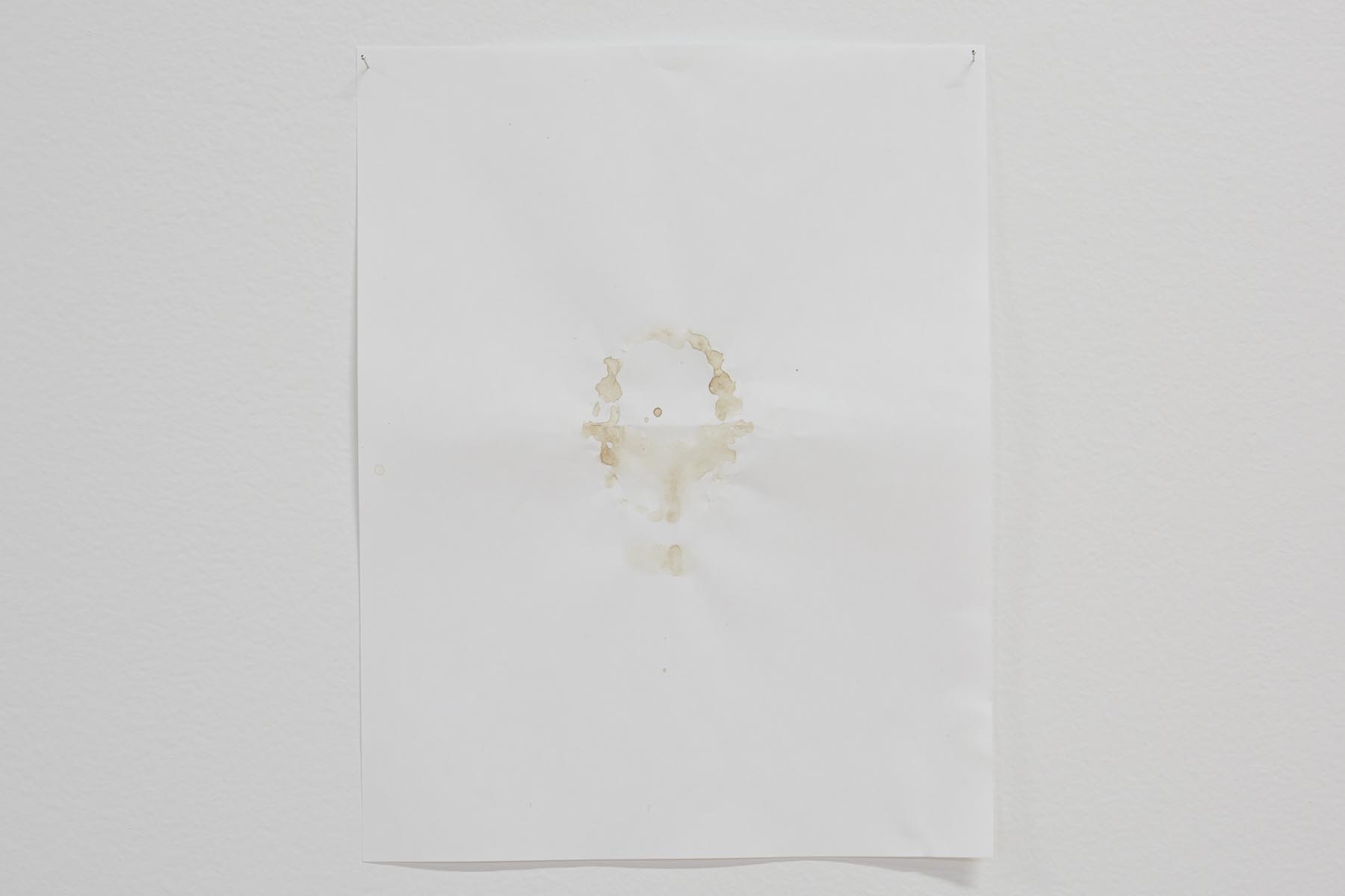 Gustavo Artigas, a series of abstract drawings made on simple Letter white bond sheets, hanging from the walls, delicately sustained by pins