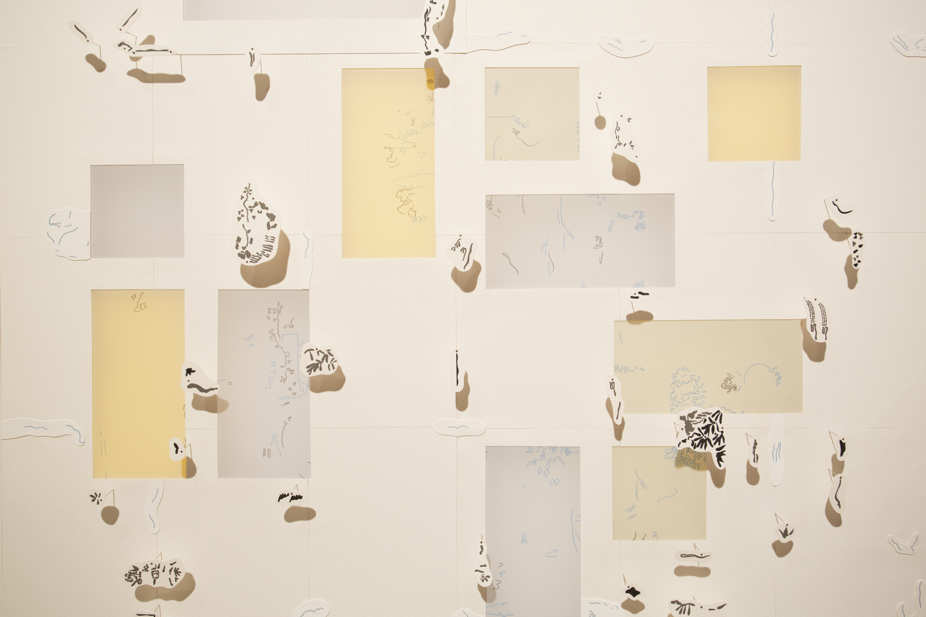 Bryan Higgins-Stirrup, installation view, abstract art, close up.