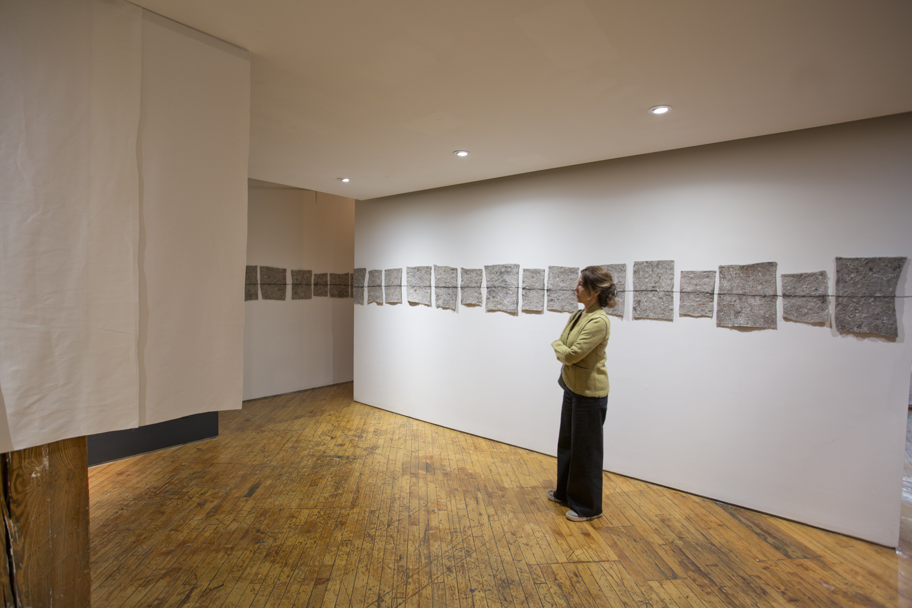 Installation view: immersive listening and resting zone that combines audio and art.