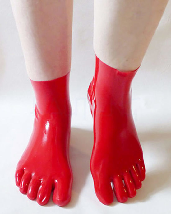 Feet painted red up to ankles