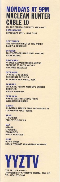 Scan of a YYZ printed exhibition program