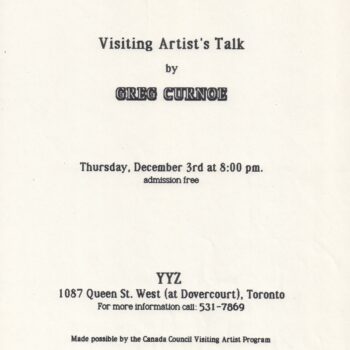 Old school typed out flyer about Artist Talk