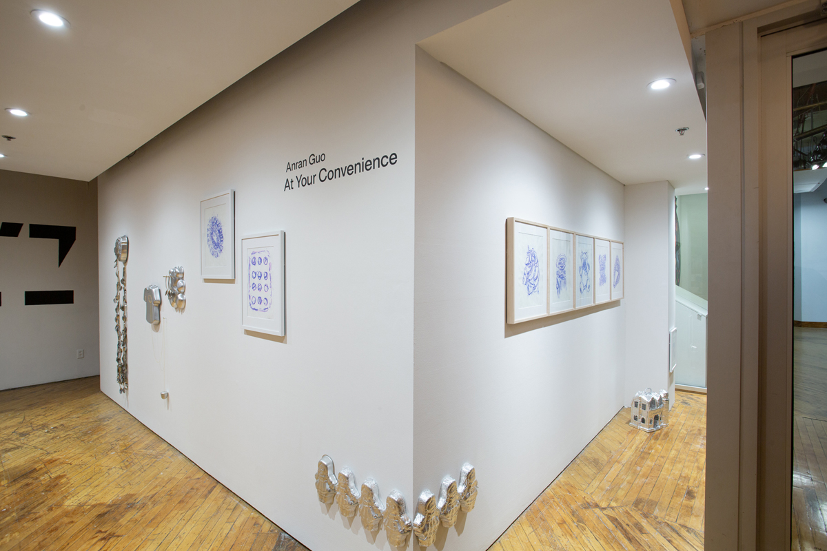 Anran Guo: Installation view, prints and sculptural works.