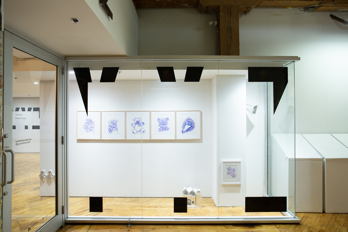 Anran Guo: Installation view, framed prints, window display.