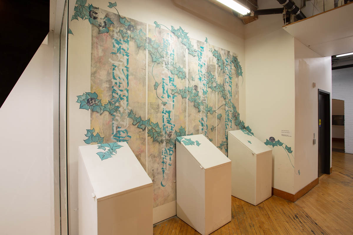 Zoey Martinovic: Mural, calligraphy and abstract drawing.